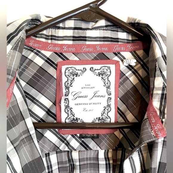 GUESS Black and White Button Down with Silver Sequins! - Picture 3 of 3